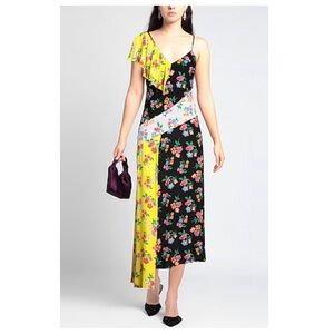 MSGM Floral Print Asymmetric Dress